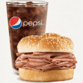 arbys roast beef classic with drink