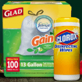 gain trash bags clorox disinfecting wipes