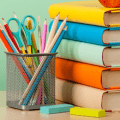 school books and pencils