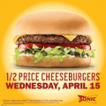 sonic half priced cheeseburgers april 15